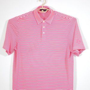 Ralph Lauren RLX Short Sleeve Polo Shirt Pink & White Striped - Greenbriar Hills